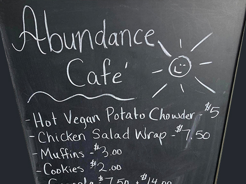 Menu on blackboard